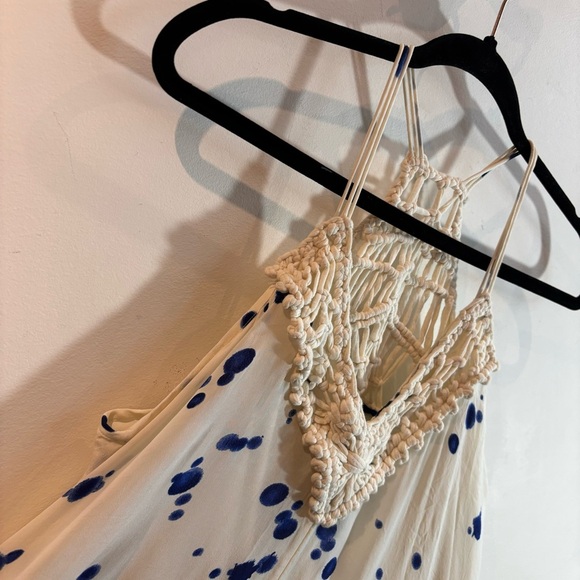 MAEVE Sz S Ink Splatter Macrame Crochet Lined Belt Anthropologie Maxi Dress - Picture 13 of 13